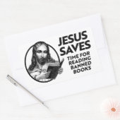 Sticker Rectangulaire Jésus épargne du temps pour lire des livres interd (Enveloppe)