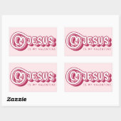 Sticker Rectangulaire Jésus Est Mon Valentin Christian Red Heart Retro (Feuille)