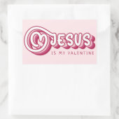 Sticker Rectangulaire Jésus Est Mon Valentin Christian Red Heart Retro (Sac)