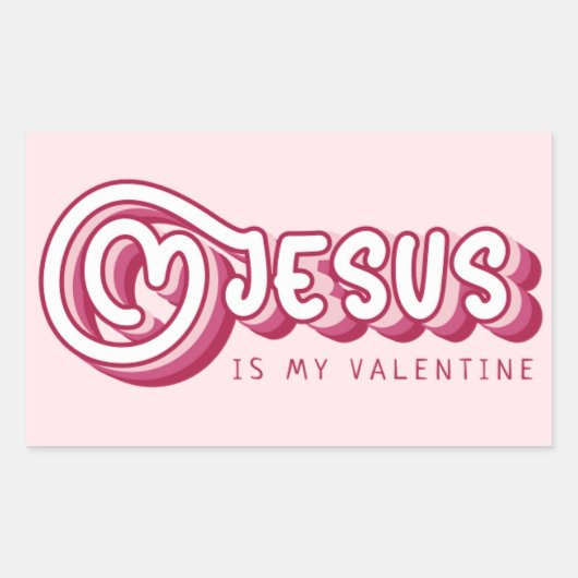 Sticker Rectangulaire Jésus Est Mon Valentin Christian Red Heart Retro (Devant)