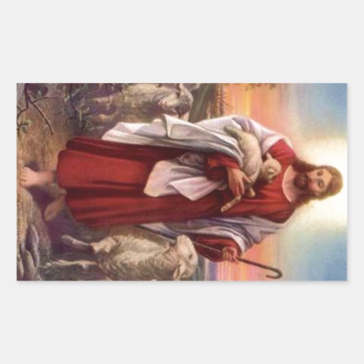 Sticker Rectangulaire Jésus et agneaux (Devant)
