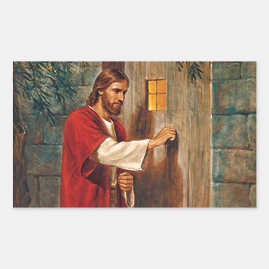 Sticker Rectangulaire Jésus frappe à la porte (Devant)