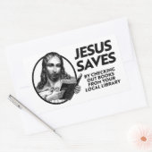 Sticker Rectangulaire Jésus sauve en lisant les livres de bibliothèque (Enveloppe)