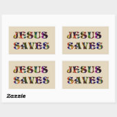 STICKER RECTANGULAIRE JESUS SAVES (Feuille)
