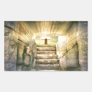 Sticker Rectangulaire Jésus sur le tombeau vide Résurrection de Pâques