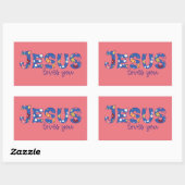 Sticker Rectangulaire Jésus t'aime (Feuille)