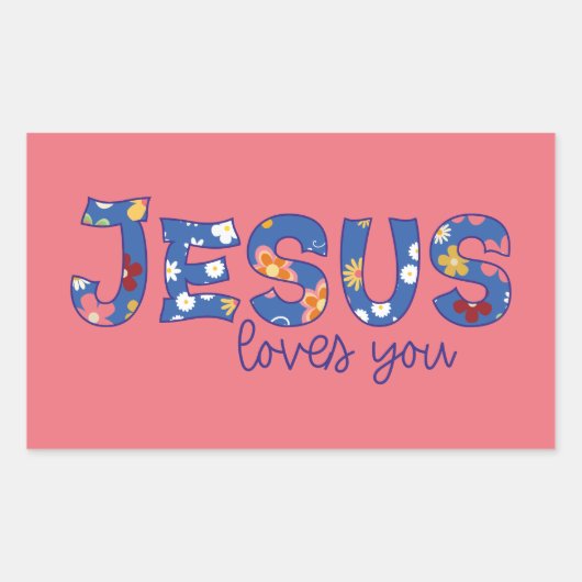 Sticker Rectangulaire Jésus t'aime (Devant)