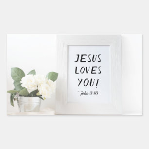 Sticker Rectangulaire Jésus T'Aime ! John 3:16, Écriture de référence