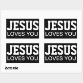 Sticker Rectangulaire Jésus Vous Aime Typographie Motivationnelle (Feuille)