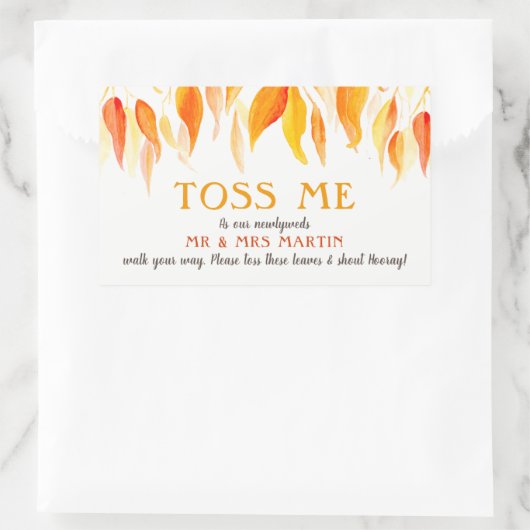 Sticker Rectangulaire Jetez-moi l'instruction mariage de automne feuille (Sac)