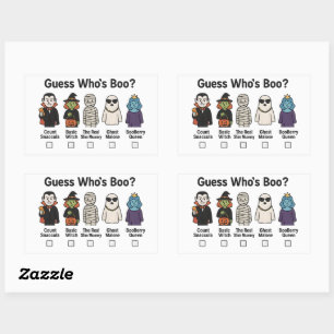 Sticker Rectangulaire Jeu de devinette de la fête d'Halloween Boo
