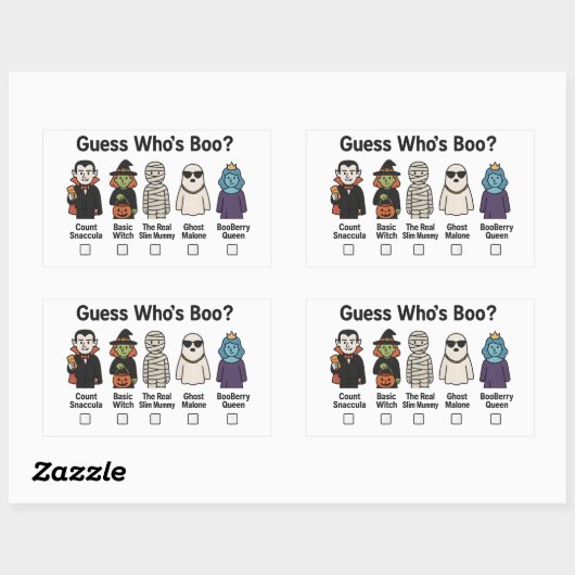 Sticker Rectangulaire Jeu de devinette de la fête d'Halloween Boo (Feuille)
