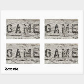 Sticker Rectangulaire JEU tendance gravé Bois rustique (Feuille)