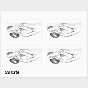 Sticker Rectangulaire Jeunes hommes en amour baiser (art gai Vintage)