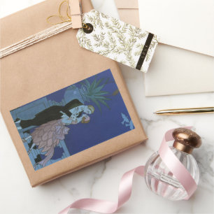 Sticker Rectangulaire Jeunes mariés vintage Art Déco, Oui de George Barb