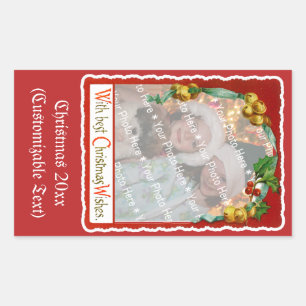 Sticker Rectangulaire Jingle Bells voeux Noël Add-A-Photo Cadre Re