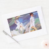 Sticker Rectangulaire Joaquin Sorolla Femmes Promenade Plage (Enveloppe)