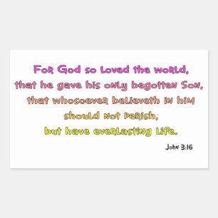 Sticker Rectangulaire John 3:16 Christian Gift