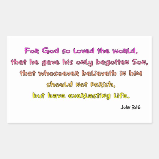 Sticker Rectangulaire John 3:16 Christian Gift (Devant)