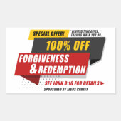 Sticker Rectangulaire John 3:16 Offre spéciale Pardon & Rédemption (Devant)