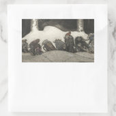 Sticker Rectangulaire John Bauer - Dans la nuit de Noël (Sac)