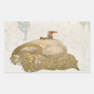 Sticker Rectangulaire John Bauer - La chèvre de Noël