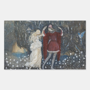 Sticker Rectangulaire John Bauer - Lena danse avec le chevalier