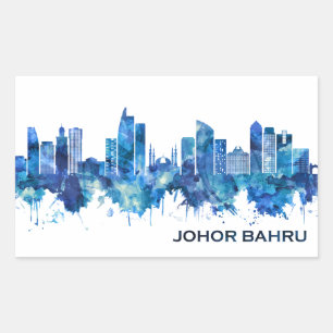 Sticker Rectangulaire Johor Bahru Malaysia Skyline Blue