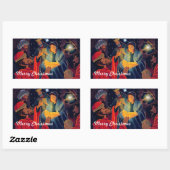 Sticker Rectangulaire Joie au monde. Scène de Nativité Noël (Feuille)