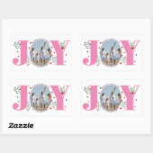 Sticker Rectangulaire Joie rose avec baies photo de Noël (Feuille)