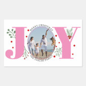 Sticker Rectangulaire Joie rose avec baies photo de Noël (Devant)