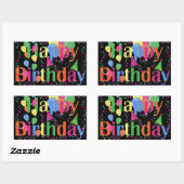 Sticker Rectangulaire Joli Anniversaire coloré et simple (Feuille)