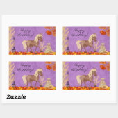 Sticker Rectangulaire Joli cheval en automne Feuilles Anniversaire Stick (Feuille)