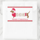 Sticker Rectangulaire Joli chien de Noël Dachshund Doxie (Sac)
