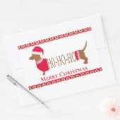 Sticker Rectangulaire Joli chien de Noël Dachshund Doxie (Enveloppe)