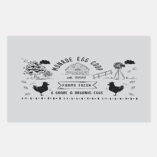 Sticker Rectangulaire Joli dessin de style Doodon Rustique Oeuf Carton