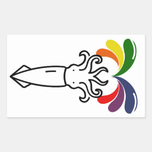 Sticker Rectangulaire Joli Gay pride arc-en-ciel Squid LGBTQ2S+
