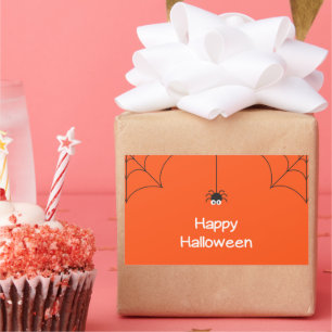 Sticker Rectangulaire Joli Halloween Hanging Spider avec Web