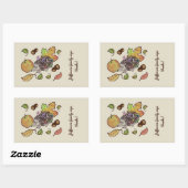 Sticker Rectangulaire Joli hérisson tiré à la main en automne avec feuil (Feuille)