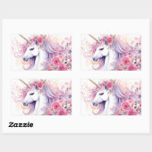Sticker Rectangulaire Joli licorne magique (Feuille)