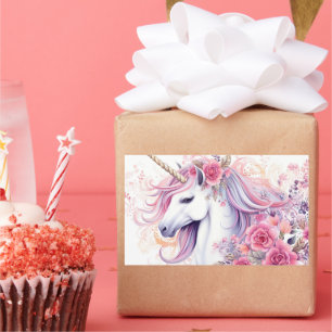 Sticker Rectangulaire Joli licorne magique