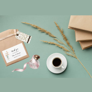 Sticker Rectangulaire Joli Mariage Fleur sauvage à l'Aquarelle rose tend