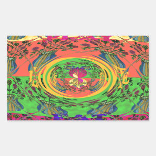 Sticker Rectangulaire Joli, Nice & Charmant Motif Floral Impression Arti