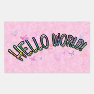 Sticker Rectangulaire Joli Rainbow Hello World