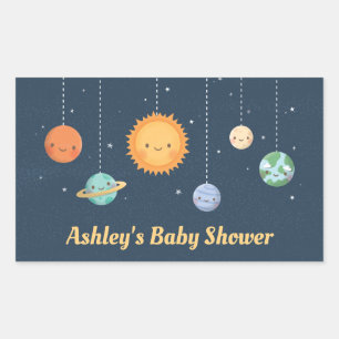Sticker Rectangulaire Joli Soleil et Planètes Espace Baby shower Décor