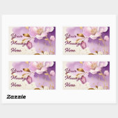 Sticker Rectangulaire Joli violet or Floral (Feuille)