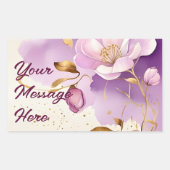 Sticker Rectangulaire Joli violet or Floral (Devant)