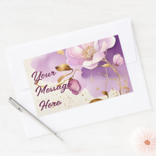 Sticker Rectangulaire Joli violet or Floral