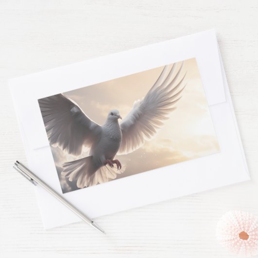 Sticker Rectangulaire Jolie colombe blanche (Enveloppe)