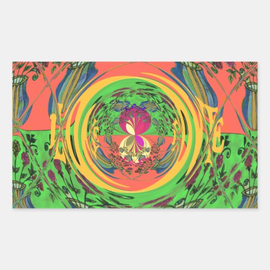 Sticker Rectangulaire Jolie et belle florale Motif Art Imprimer Design (Devant)